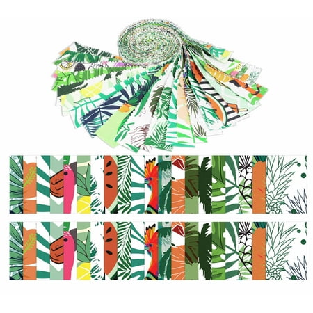 Soimoi 40Pcs Tropical Print Precut Fabrics Strips Roll Up 1.5x42inches Cotton Jelly Rolls For Quilting - Multicolor