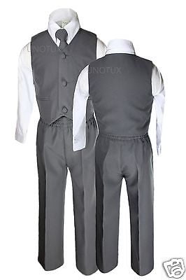 Baby Boys Toddler Wedding Formal Party Vest Set Dark  Gray Grey Suits S-14 