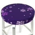 thumbnail image 3 of Picia Crystal Purple Snowflake Pattern Round Stool Covers Comfy Seat Covers Stretch Removable Washable Chair Slipcover Round Bar Chair Cushion Cover-14 inch, 3 of 7