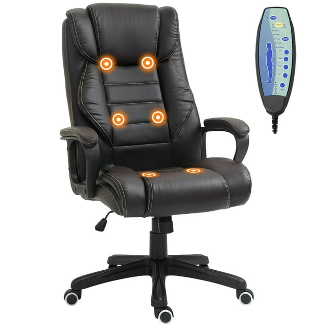 Vinsetto Chaise de Bureau Exécutive avec Massage, Inclinaison, Chaise de Bureau, Brun