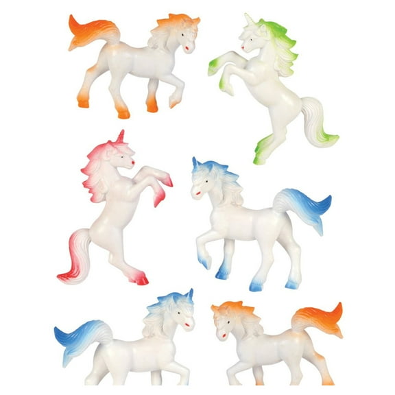 Assorted Color Mythical Creatures Unicorn Horses 4 Inch Tall Animal 12 Pack Toys