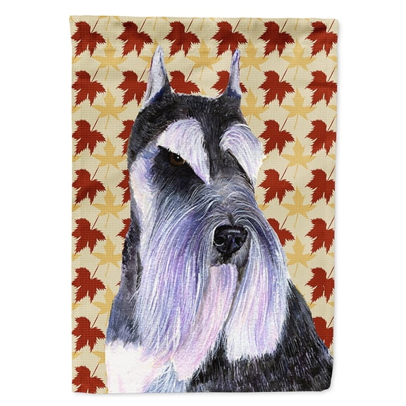 Schnauzer Fall Leaves Portrait Flag Canvas House Size