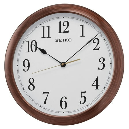 Seiko 16" Brown Arabic Numeral Wall Clock, Analog, Quartz, QXA598BLH
