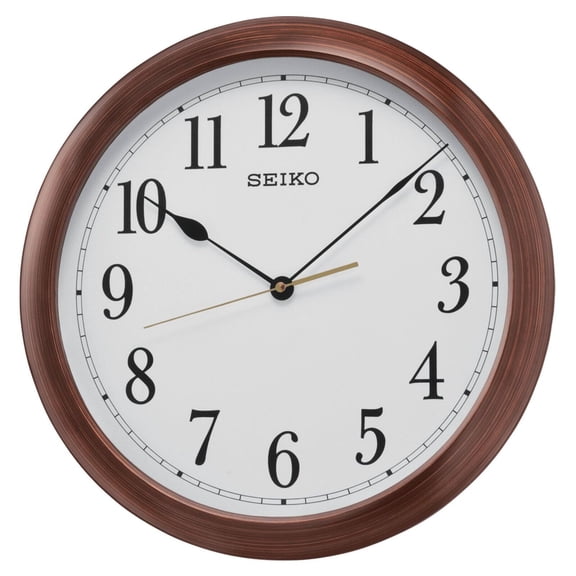 Seiko 16" Brown Arabic Numeral Wall Clock, Analog, Quartz, QXA598BLH