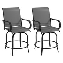 Outdoor Bar Stools Set of 2, 360 Swivel Patio Bar Chairs - Gray
