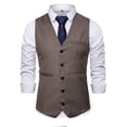 thumbnail image 7 of RYDCOT Mens Slim Fit Suit Vests V-Neck Casual Vest Dress for Men formal Business Tuxedo Wedding Vests Men's Waistcoat Brown, 7 of 7