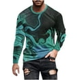 thumbnail image 1 of Blusas y camisas de manga larga con cuello redondo para hombre, blusa informal de manga larga con cuello redondo y estampado de rayas, blusa de poliéster para hombre, 1 of 4