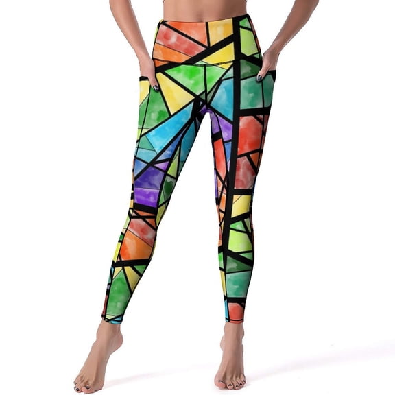 Abstract Geometric Yoga Pants Modern Art Print Work Out Leggings High Waist Elastic Sport Pants Casual Design Yoga Legging Gift