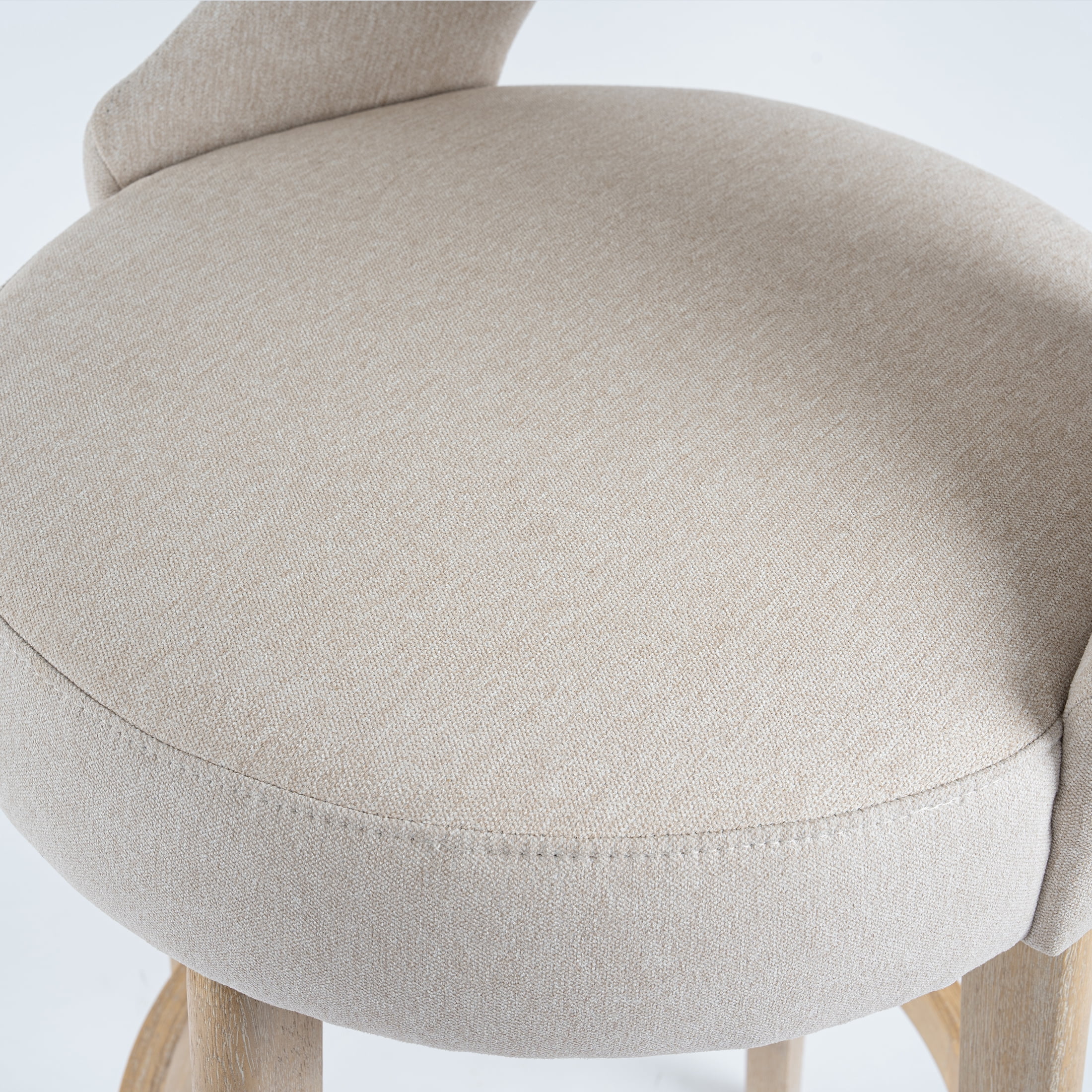 Guyou 30" Swivel Bar Stools Set of 6, Chenille Upholstered Barstools with Curved Back and Round Footrest, Modern Wooden Tall Kitchen Bar Chairs for Home Bar Pub Cafe, Beige
