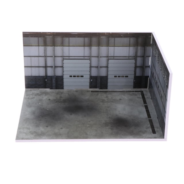 Escena de coche a escala 1/64, escenario de estacionamiento, taller de reparación realista, diorama de fondo para adorno, coche de juguete fundido a