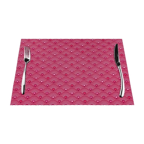 ZNDUO Placemats, 1 PCS Heat Resistant Stain Resistant Woven PVC Insulation Placemats, Durable Washable Elegant Table Mats for Dining-Japanese Hearts, 18"x12"