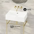 thumbnail image 2 of Claire 24" Rectangle Zero Hole Console Sink with Glossy Gold Legs, 2 of 7