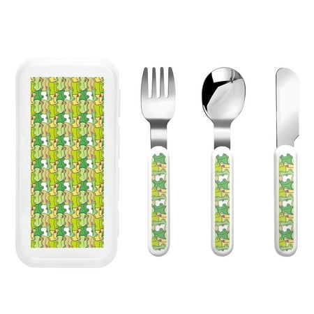 

Kdxio Cartoon Frog Toddler Utensils Set - Kids Silverware Set Set Kids Utensils Set with Case for Preschooler Children