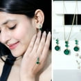 thumbnail image 3 of Rosec Jewels Certified Lab Grown Emerald Drop Jewelry Set for Women - AAAA Grade - Emerald Pendant and Earring Set with Jewelry Box, 10K Yellow Gold, 3 of 8