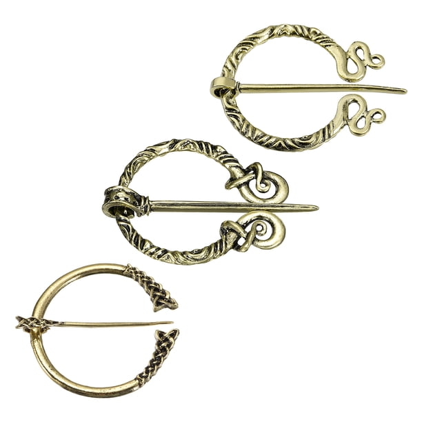 3uds Vintage Broche Capa Pasador Juego, Penanular Broche Bufanda Chal Cárdigan Broche Hebilla Cierre para Mujer Hombre Disfraz Accesorio, Oro (3 Estilos)
