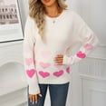 thumbnail image 4 of HOMBOM Knit Sweaters for Women Pullover Cozy Fall White Heart Long Sleeve Womens Tops Xmas, 4 of 9