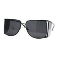 thumbnail image 1 of Mens Futuristic Robotic Racer Metal Side Visor Sunglasses All Black, 1 of 4