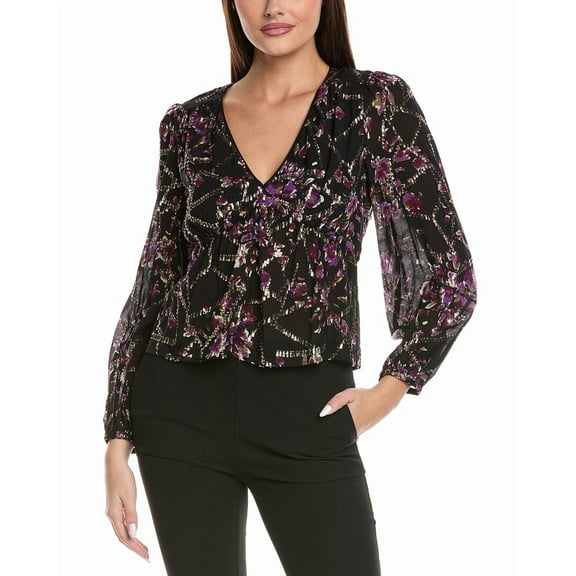 ba&sh womens Divine Silk-Blend Top, 3, Purple