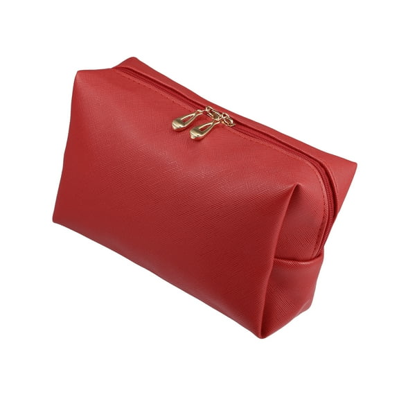 Unique Bargains Floral Makeup Bag Zipper Flower Cosmetic Pouch Red