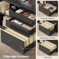thumbnail image 6 of L Shaped Electric Standing Desk with Hutch, Adjustable Height Computer Desk with 3 Drawers and Storage Shelves, 6 of 8