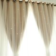 thumbnail image 3 of Pretty Comy Romance Double-Deck Cloth & Blackout Floor-standing Curtain Star Hollow Curtain Drape, High Shading, 3 of 6