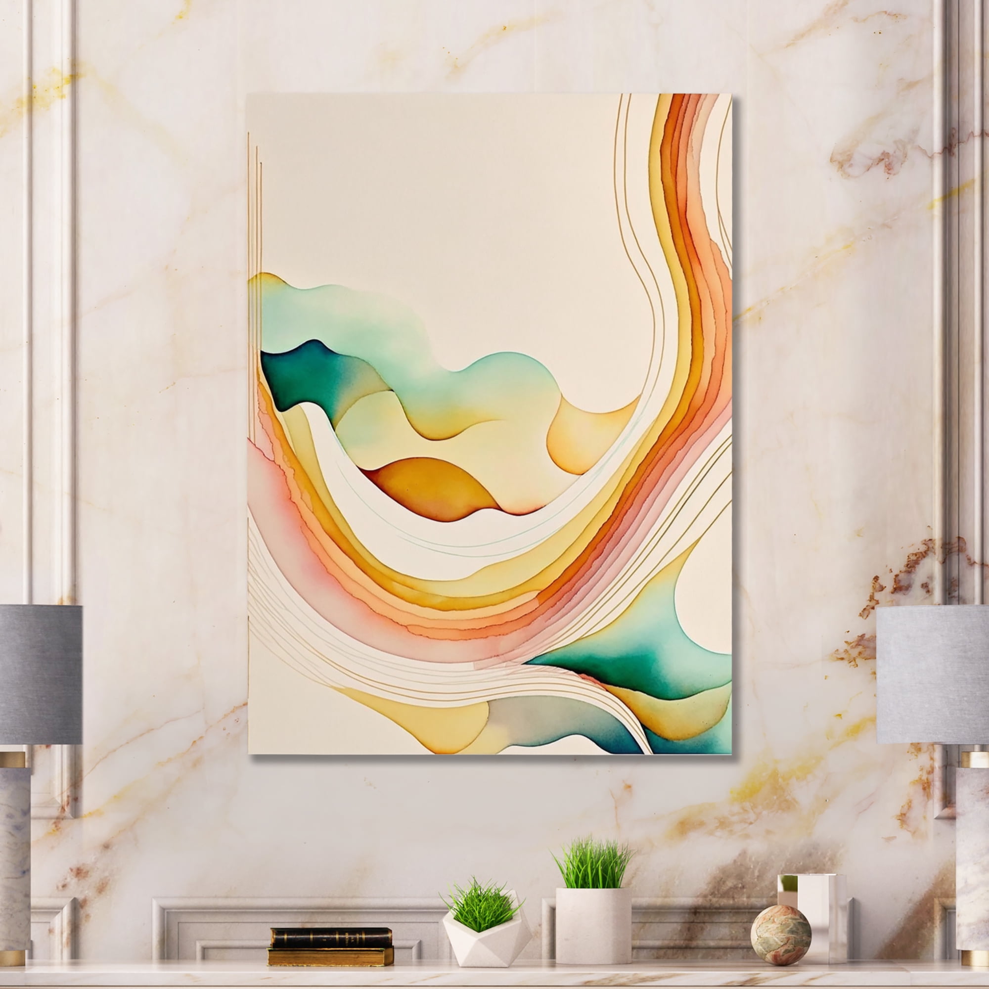 Designart Multi-Color Abstract Waves IV Canvas Wall Art
