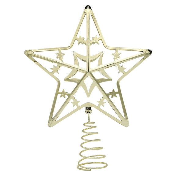 Fridja Christmas Tree Topper Hollow Star Tin Christmas Tree Decoration Tree Top Five-pointed Star Wrought Iron Three-dimensional Five-pointed Star