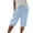 Blue, variant on Women's Solid Color Casual Knee-Length Shorts Elastic Drawstring Waist Side Pockets Rolled Cuff Summer Plus Size Loose Fit Pants