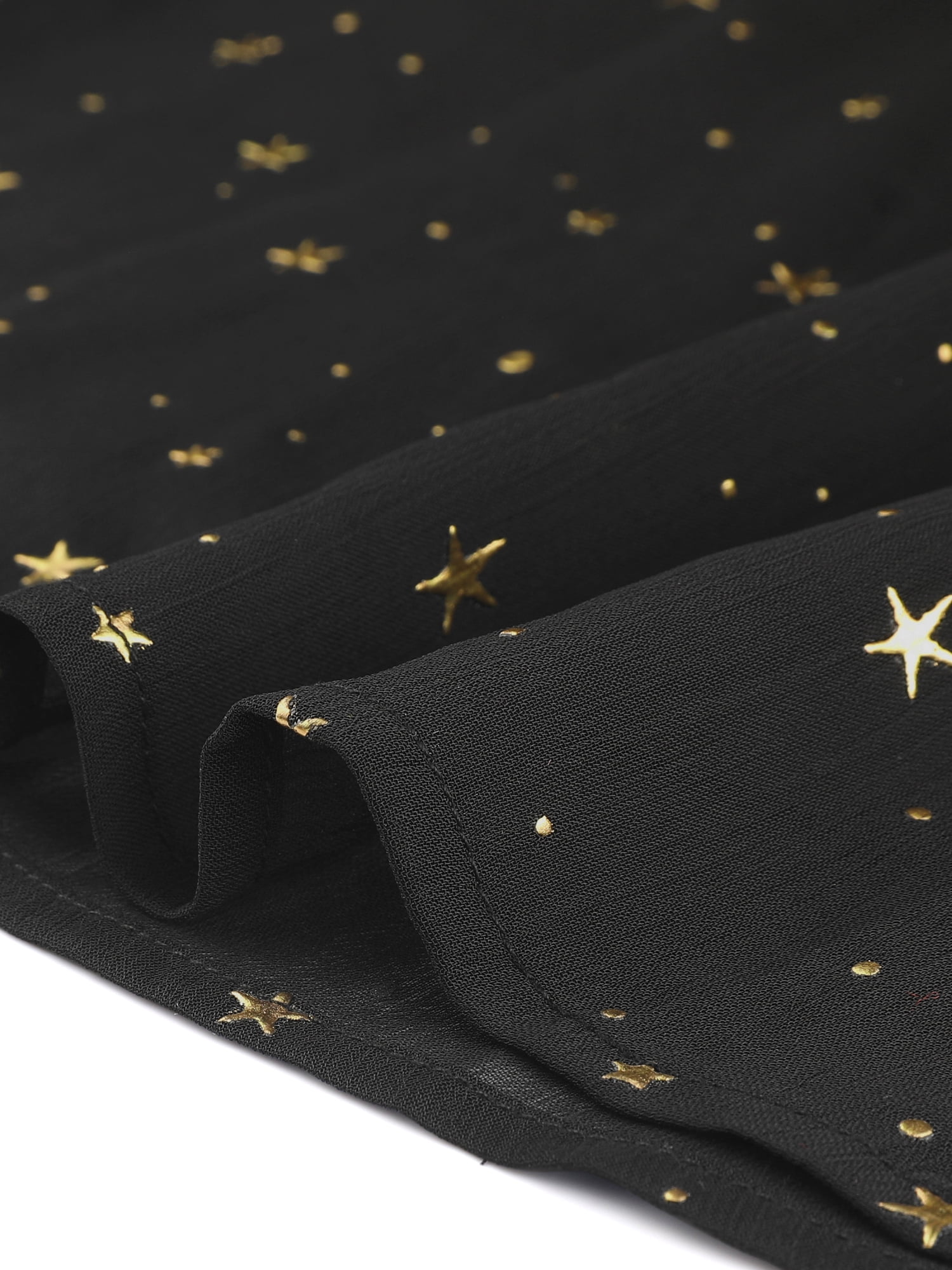 DARING DIVA Metallic Stars A-line Chiffon Dress S Black