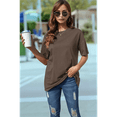 thumbnail image 3 of V Neck Short Sleeve Basic Tees Coffee M, 3 of 4
