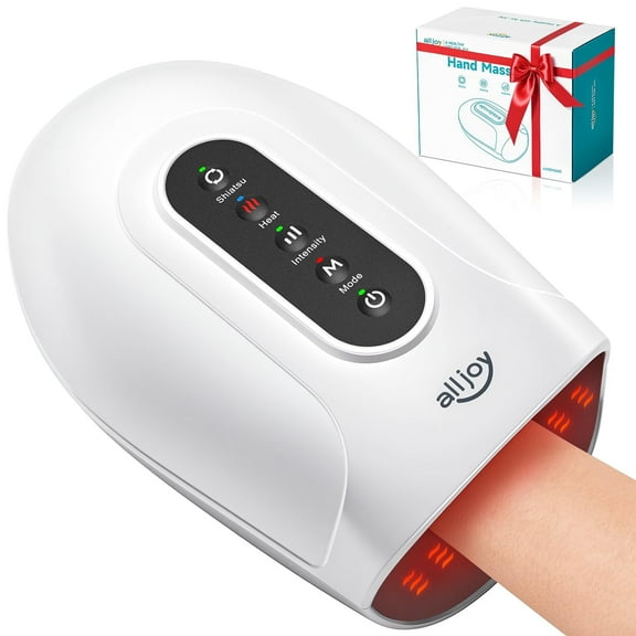 ALLJOY Roller Kneading Hand Massager for Arthritis and Carpal Tunnel Relief, Cordless Hand Massager Therapy with Heat and Compression,Relaxation Gifts for Women Men (White)