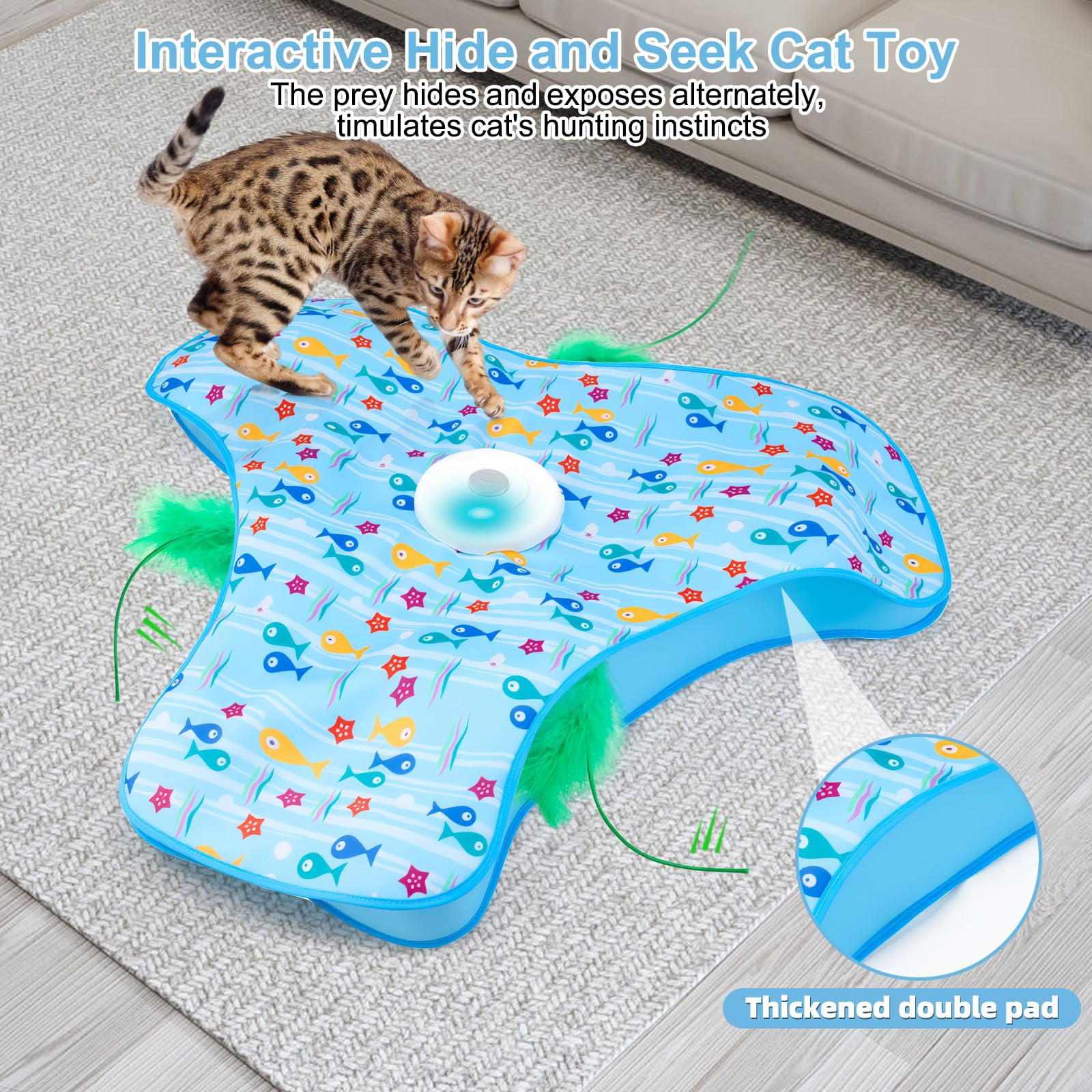 Interactive Cat Toys For Indoor Cats  Automatic And Seek Motion-activated With Moving & Animal Chirps Usb Rechargeable Electric Enrichment Bored Adult Kittens