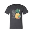 thumbnail image 2 of Wild Bobby, Pineapple Stand Tall Wear Crown And Stay Sweet Inside Arty Inspirational Pop Culture Men's Graphic T-Shirt, Heather Black, X-Large, 2 of 3