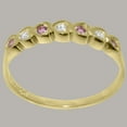 thumbnail image 3 of LBG British Made 10k Yellow Gold Ring with Natural Diamond & Pink Tourmaline Womens Eternity Ring - 33 size options - Size 4, 3 of 9
