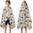 thumbnail image 3 of Cartoon Construction Vehicles Barriers Hooded Bath Towel，50"x30" for Ages 3 To 12 Kids, Quick Dry Lightweight Soft Microfiber Hood Beach Towel Cover Up for Kids, 3 of 7