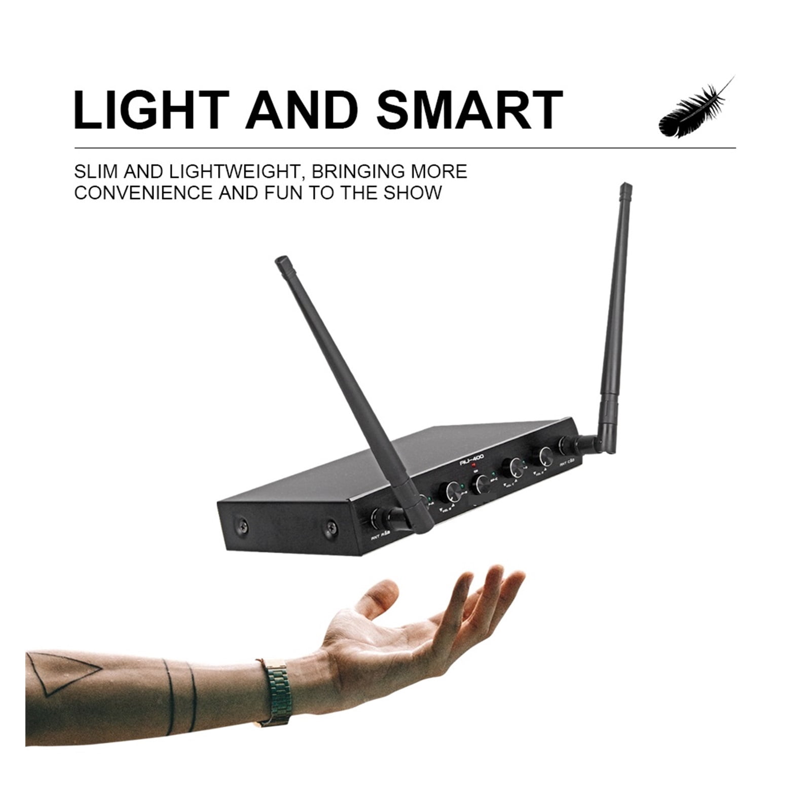 Audio AU400 UHF Pro 4channel Bodypack Lavalier & Headset Portable Wireless Microphone System For Karaoke Church Party ,Clear Sound