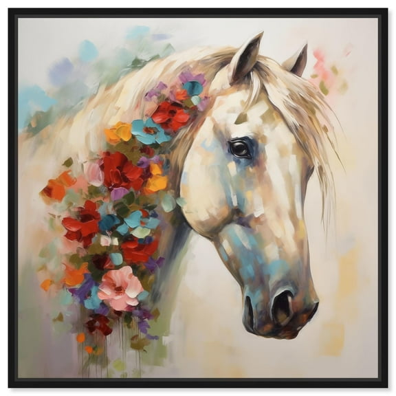 The Grace of Nature Canvas Horse Wall Art by Art Remedy, Black Frame, 12" x 12"
