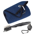 thumbnail image 1 of Mile High Life Microfiber Waffle Pattern Tri-fold Golf Towel | Brush Tool Kit with Club Groove Cleaner, Retractable Extension Cord and Clip, 1 of 4