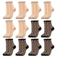 thumbnail image 2 of Bocaoying 12 Pairs Women's Sheer Socks, Lace Socks with Heart Design, Mesh Ankle Socks, Breathable, Reinforced Heel Toe, Black/Nude, US 6-9, 2 of 8