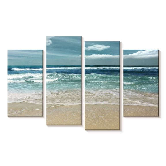 Elephant Stock Symphony Of The Sea Wall Art - Horizontal Multi Panel Canvas - Living Room Wall Decor - Beach Multi Panel - Blue And Teal Decor By Nan - 24" x 14"