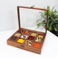 thumbnail image 4 of SAI DECORATIVE Beautiful Wooden Masala Box & Spice Jar (12 Square Containers), 4 of 5