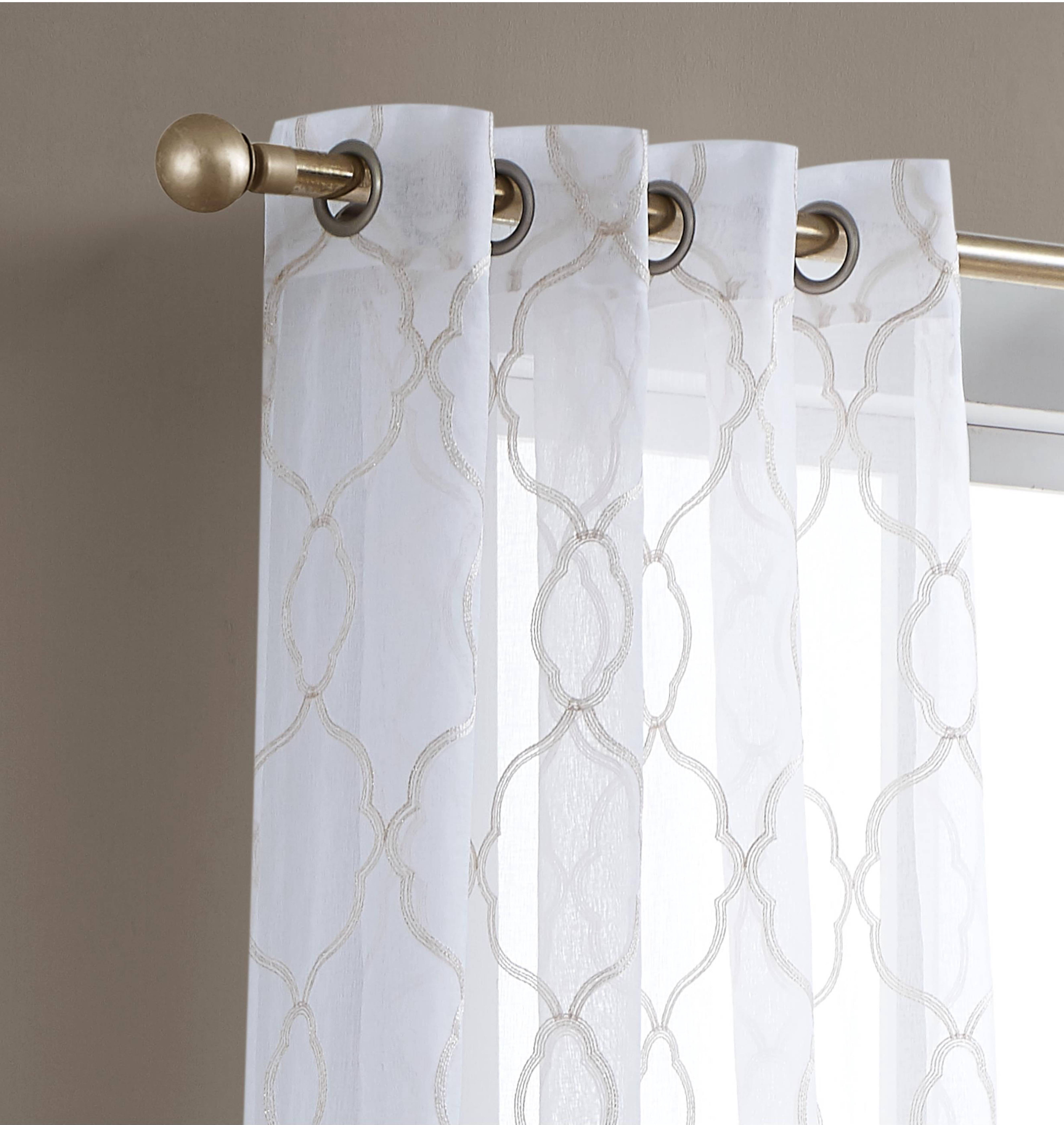 Dainty Home 4-Pack Light Filtering Grommet Curtain Panels, Metallic Embroidered, 54"x84"