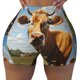thumbnail image 2 of Fotbe Daisy Flower Field Cow Shorts Sin Costuras – Shorts Deportivos de Cintura Alta para Mujer, Elásticos para Gimnasio, Yoga, Running o Ciclismo-Large, 2 of 8