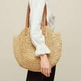 thumbnail image 2 of Straw Handbags Women Handwoven Round Corn Straw Bags Natural Chic Hand Large Summer Beach Tote Woven Handle Shoulder Bag, 2 of 7