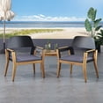 thumbnail image 2 of Alvaro Outdoor Acacia Wood Club Chairs with Cushion, Set of 2, Teak, Black, Dark Gray, 2 of 7