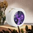 thumbnail image 6 of Yiaed Purple Pattern White Tiger Print Travel Jewelry Case Bridesmaid Gift Boxes Jewelry Travel Organizer Small Round Jewelry Box Mini Storage-White, 6 of 7