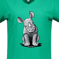 thumbnail image 4 of Inktastic Curious Rhinos Women's V-Neck T-Shirt, 4 of 5
