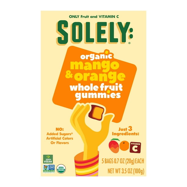 Solely Organic Mango & Orange Whole Fruit Gummies 5 x 0.7oz bags