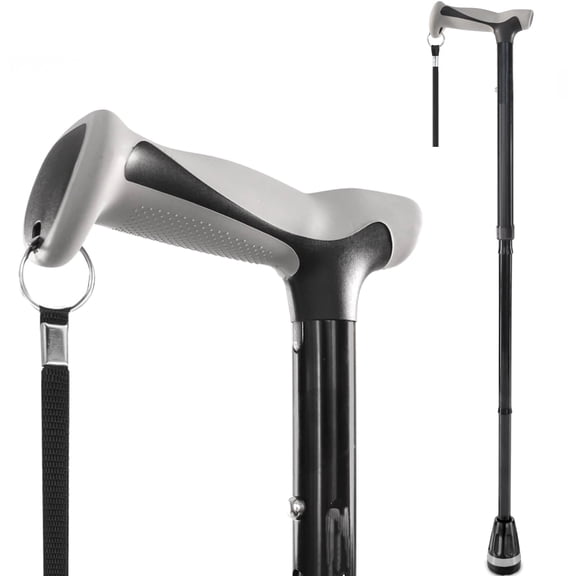 Walking Cane, Folding, Adjustable, Lightweight, Walking Canes for Men & Women, Soft Ergonomic Handle, Heavy Duty All Terrain Tip, Walking Sticks for Seniors & Adults with Travel Bag