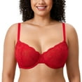 thumbnail image 2 of DELIMIRA Women's Balconette Bra Plus Size Lace Sexy Underwire Unlined Push Up See Through Bras, 2 of 4